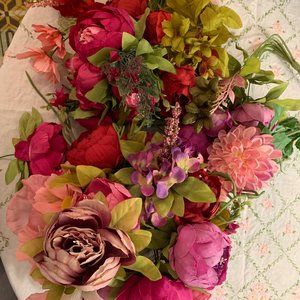 Misc. Pink Silk Flowers and arrangement